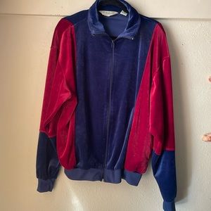 Vintage Haband color block polyester velour zip up jacket
